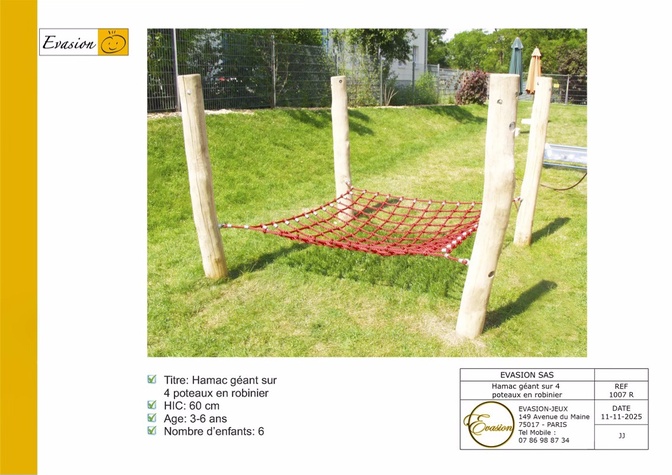 1007 R - Hamac  4 poteaux robinier