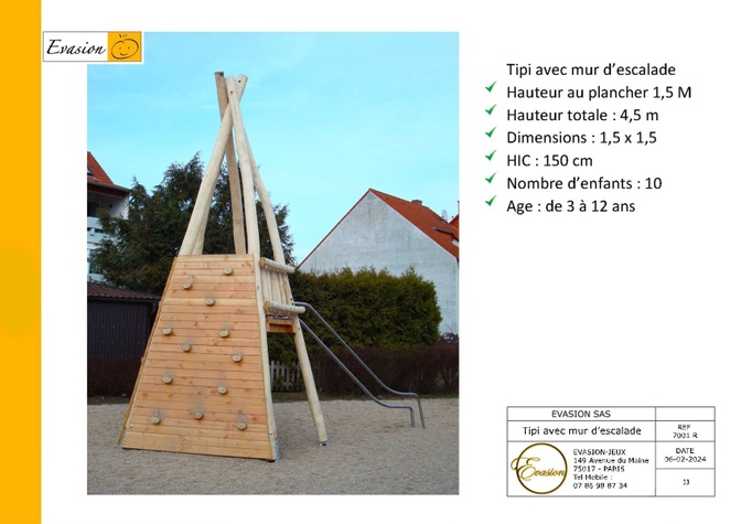 7001 R - Tipi avec mur d'escalade