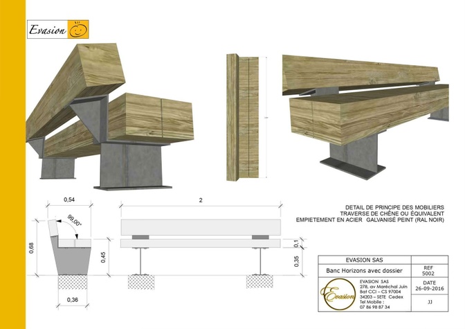 5002 - Banc HORIZON avec dossier