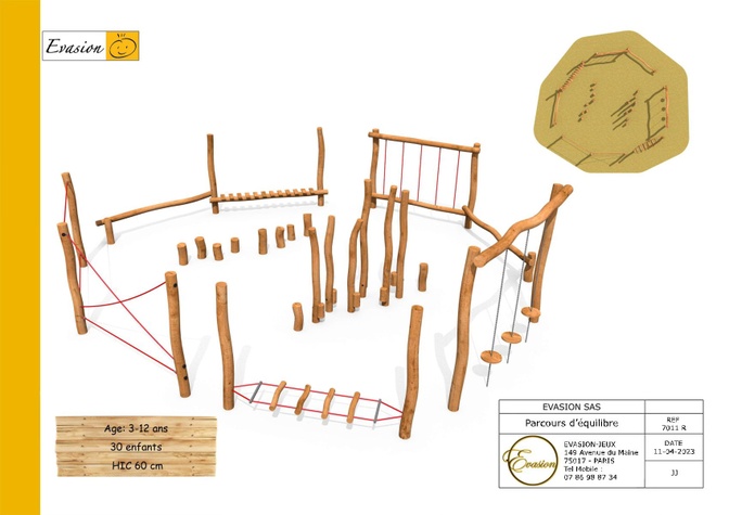 7011 R - Parcours d'équilibre sans sol souple