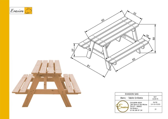 5104 R - Banc‑table enfant