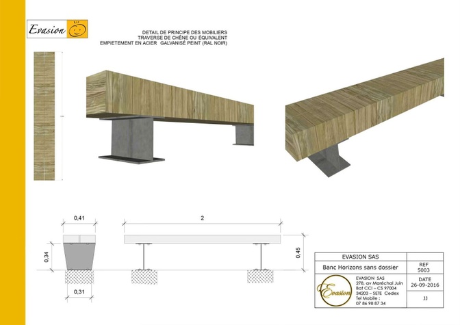 5003 - Banc Horizon sans dossier