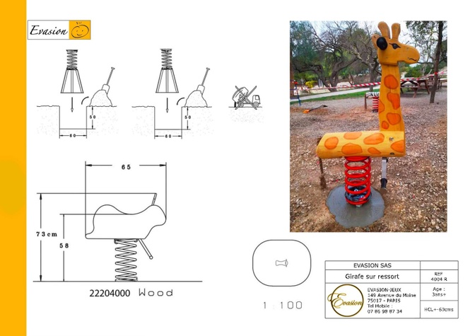 4004 R - Girafe sur ressort